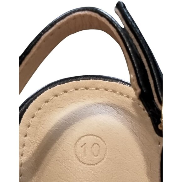 Rilista Size 10 Heels Slingback Kitten Black Pointed Toe Adjustable Strap shoes - Picture 3 of 8